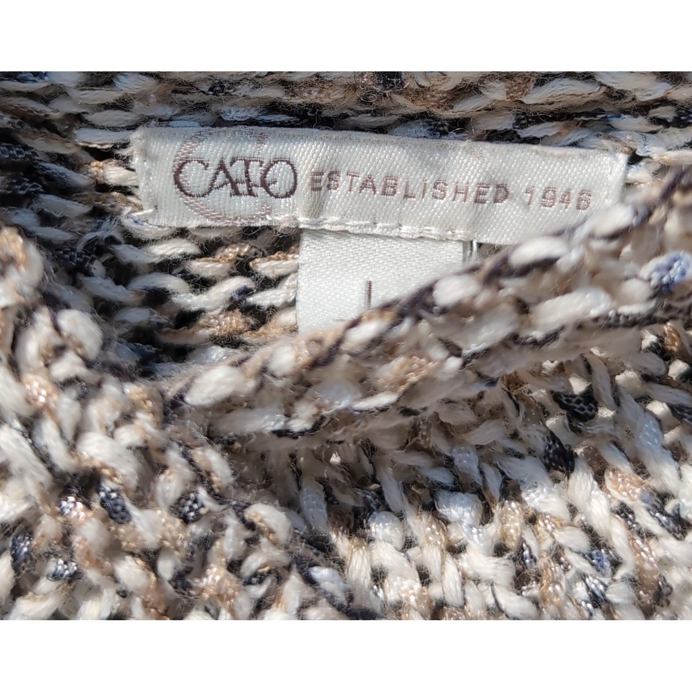 Cato Coffee Date Marled Knit Asymmetrical Crossover Sweater Tan Cream Large - Picture 6 of 8